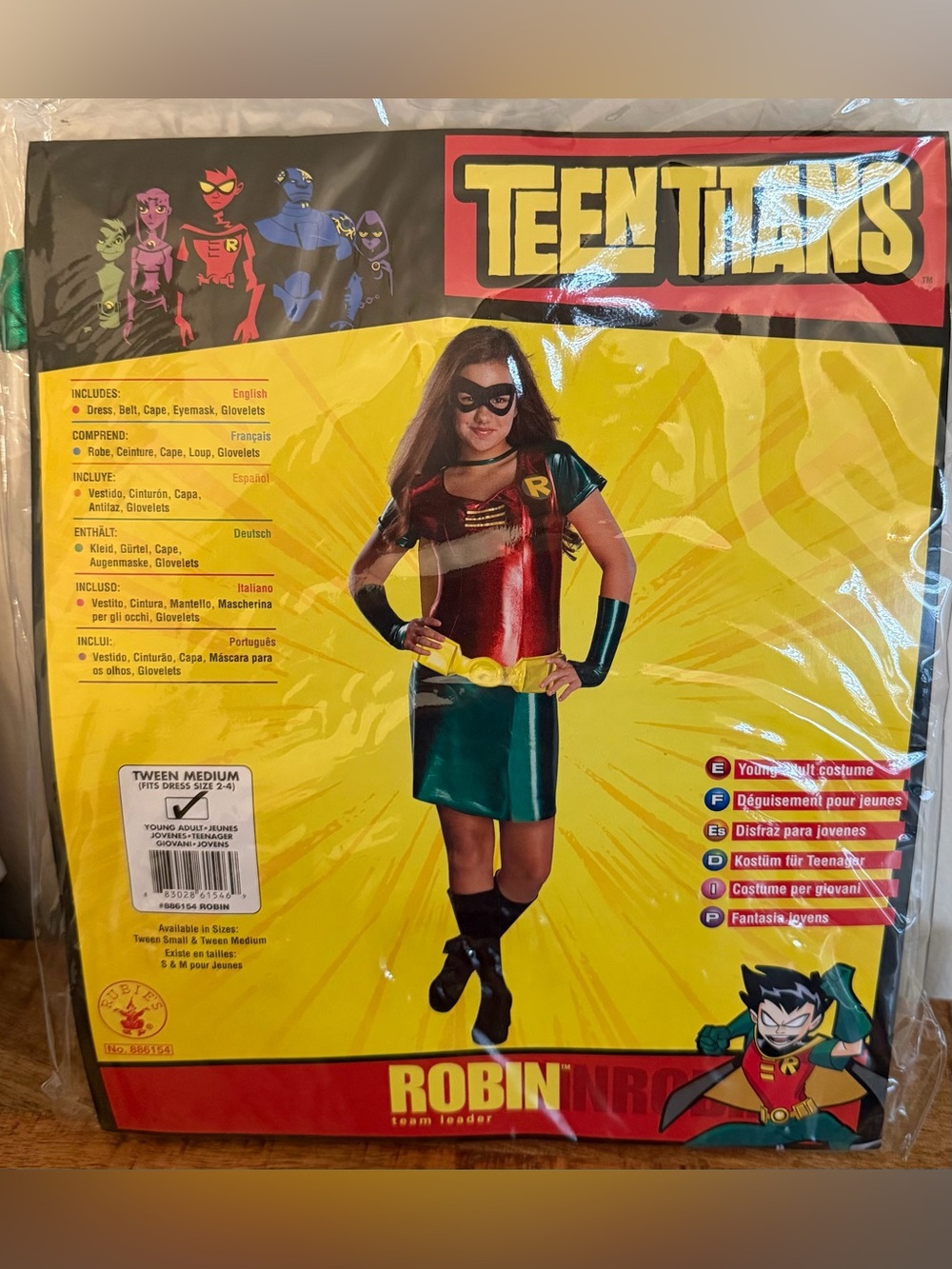 Rubie's Teen Titans Robin Costume - Size Med NWT